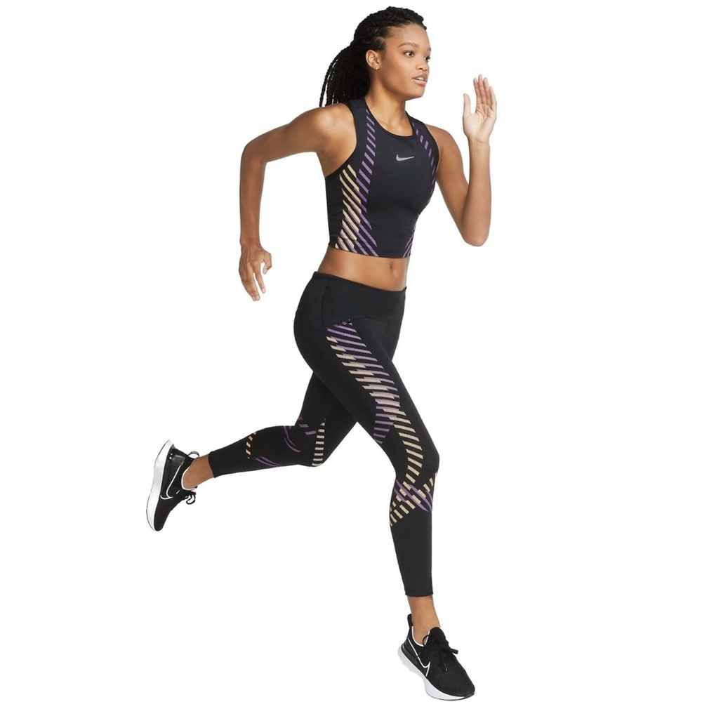 Womens Nike Reflective Speed Running Tight Fit Leggings 7/8 And Top Size Small